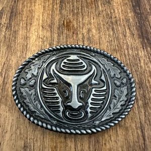 Vintage Ceramarte Brazil Bull Longhorn Steer Belt Buckle 3.25”